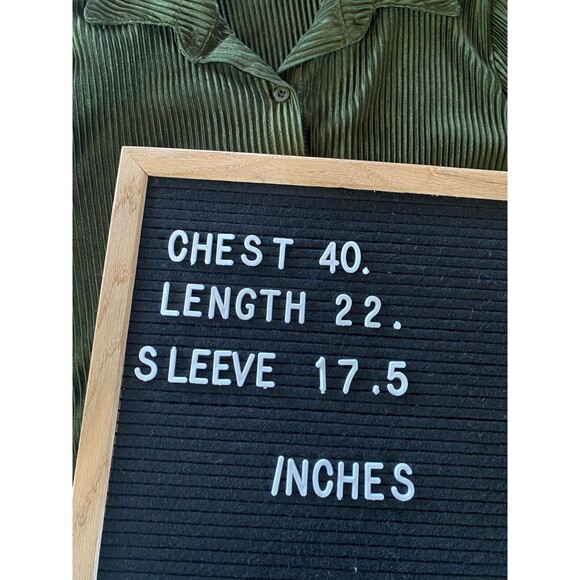 Say Anything 2pc Top Pants Sz M Olive Green Ribbed Long Sleeve Button Down Sheer - Picture 11 of 14